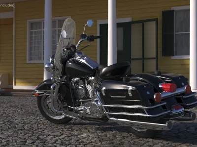 Road King Motorcycle Black Parked 3D model