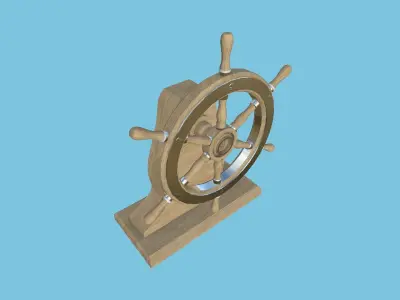 Pirate Ship Wheel 07 - Clear Wood - Helm Interior Parts Low-poly 3D model