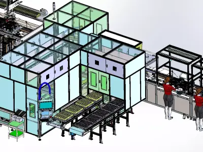 Cylindrical battery sorting and encapsulation production line 3D model