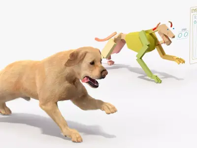 Running White Retriever Dog Fur Animated Rigged for Maya 3D model purchase