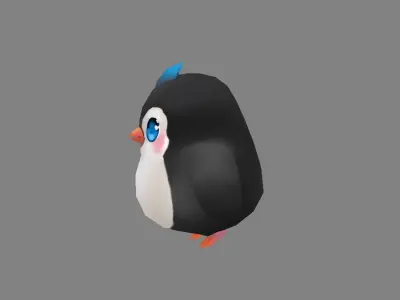 Cartoon baby penguin -  female - lovely Low-poly 3D model