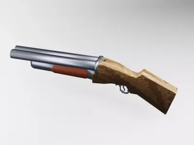 3d Low Poly Shotgun Low-poly 3D model
