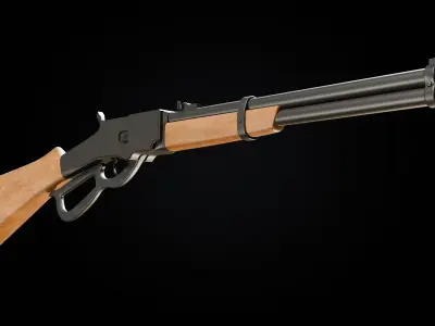 Lever action rifle Low-poly 3D model