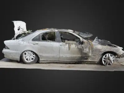 Destroyed Mercedes Photogrammetry Free 3D model