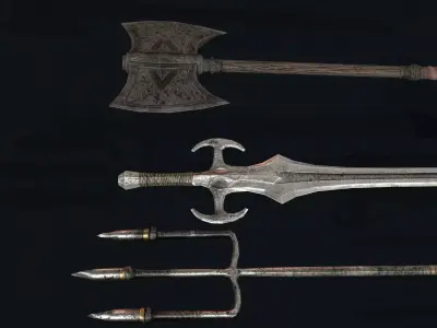 Barbarian Weapon Set Low-poly 3D model