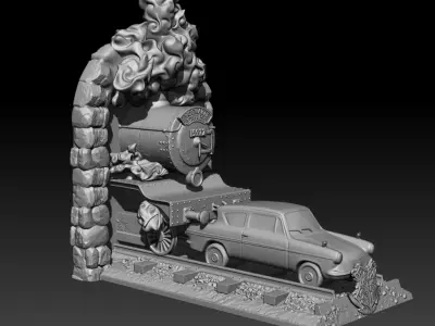 Harry Potter Hogwarts Express Weasleys Flying Ford Anglia 3D print model
