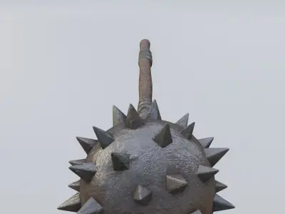 medieval Spiked Club with pbr textures Low-poly 3D model