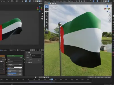 Animated United Arab Emirates UAE Flags 3D model