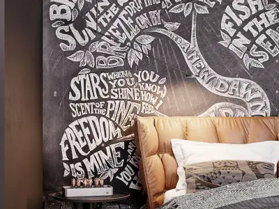 Bedroom Industrial Interior Scene 3D model