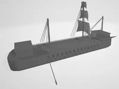 Old Navy Ship Low-poly 3D model