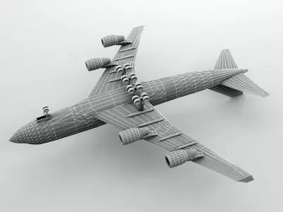 Boeing 747-400 Airliner - Qantas Airlines Low-poly 3D model