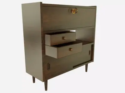 Old-fashioned Commode Soviet Style Furniture 3D model
