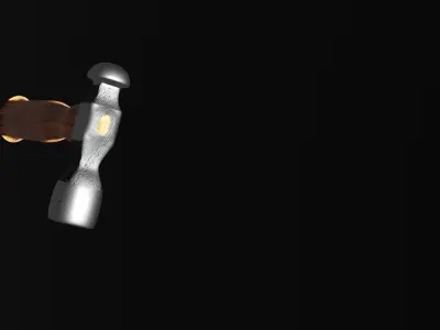 Hammer 3D model wooden with metal handle 3D model