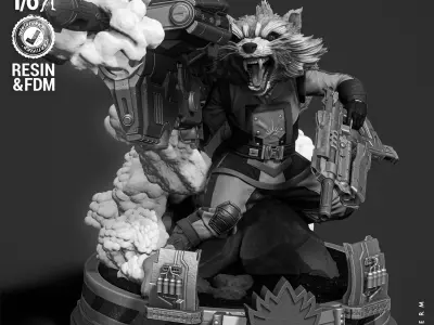 Wicked Marvel Rocket Sculpture 3D print model purchase