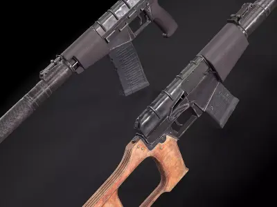 VSS and VAL  Sniper and Assault rifle   PBR GAMEREADY LOWPOLY Free low-poly 3D model