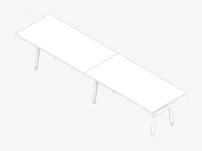 Desk - Timberline - Workstation - Sgl - Side - 2 - Person - Low Low-poly 3D model