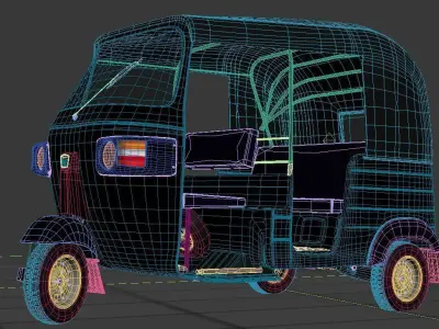 Bajaj Three wheel TukTuk 3D model Re-205 3D model