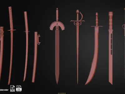 50 Sword Base Mesh Low-poly 3D model