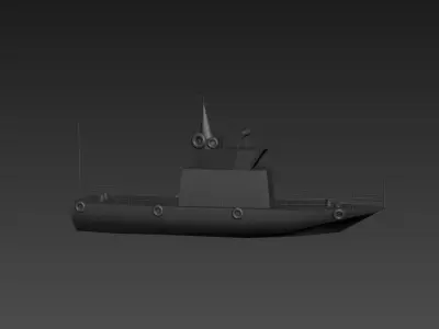 Navy O coast guard Boat or ship Low-poly 3D model