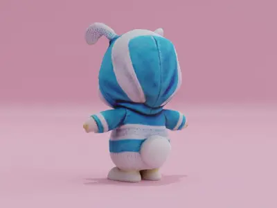 Easter Bunny is wearing hoodie Toy Cute T-Pose Low High Poly Low-poly 3D model