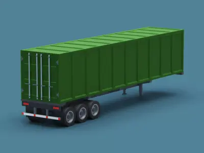 Cartoon Stylized  Container Semi Trailer Low-poly 3D model
