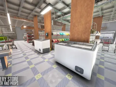 Grocery store - interior and props Low-poly 3D model