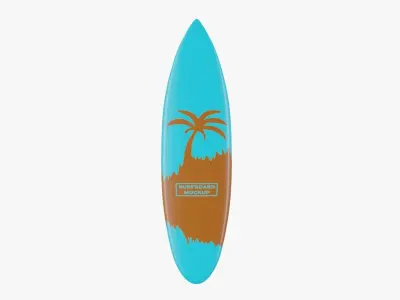 Surfboard 2 with palm tree 3D model