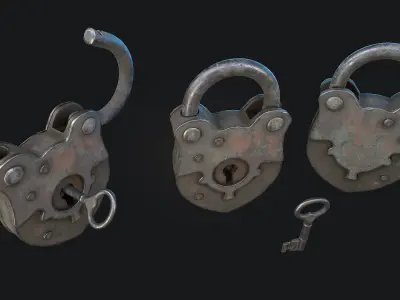 Padlock 1 Low-poly 3D model