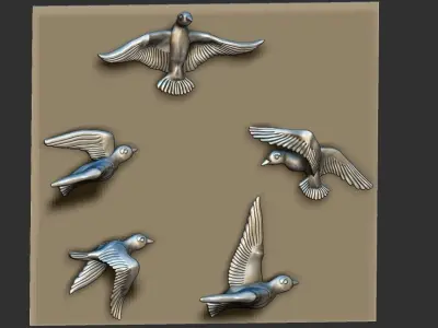 birds wall mounted 3D print model