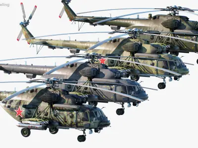 Mi-117 - Mi-17 Russian Military Helicopter with 4 skins 3D model