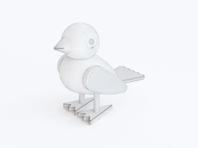 Wooden toy sparrow 3D model