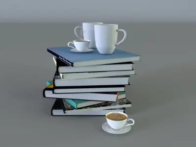 Book And Coffe Cup Free 3D model