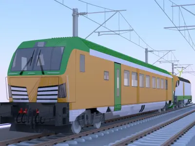 Bridge with Siemens train 3D model