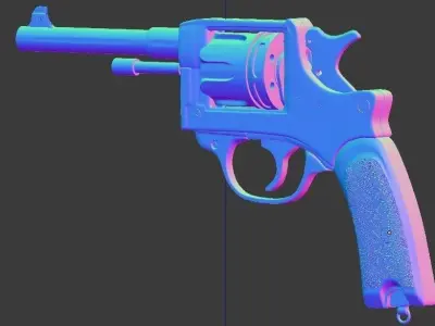 FRENCH REVOLVER 1892 Low-poly 3D model