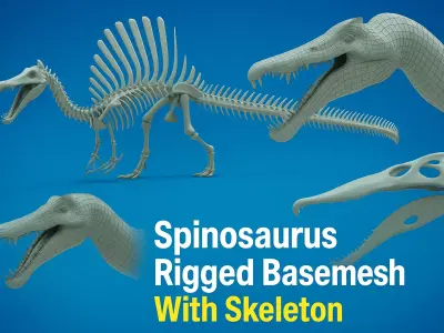 Spinosaurus Rigged Basemesh Low-poly 3D model