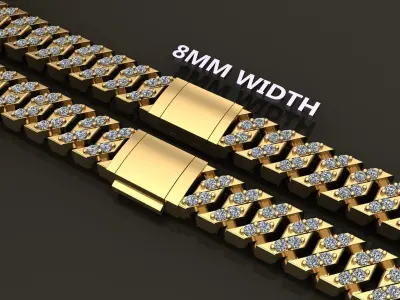 Cuban Diamond Chain Link Box Style 8MM WIDTH 3D print model