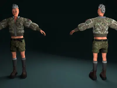 Cyber woman mercenary Low-poly 3D model
