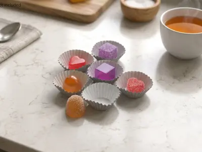 Assorted Gumdrops in Paper Cups Set Multicolor 3D model