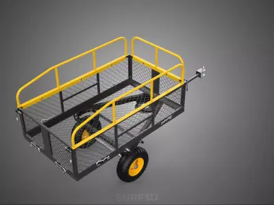 LAWN MOWER TRAILER ATV DUMP TOW REMOVABLE SIDES GARDEN TRACTOR 3D model