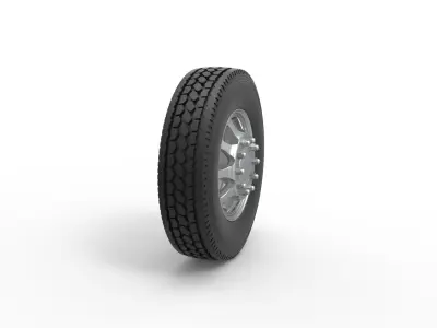 Front custom wheel of semi truck Version 5 Scale 1 to 25 3D print model