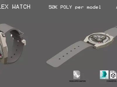 Complex wrist watch 3D model
