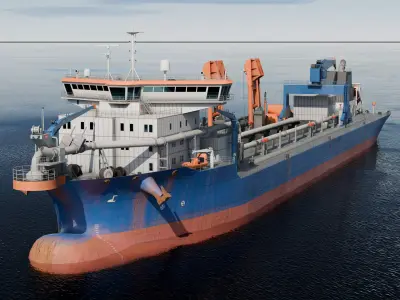  Hopper Dredger Vessel  Low-poly 3D model