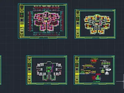 Residental Buildings Full 2D PLAN  Free 3D model