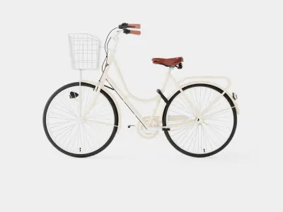 Cream Bicycle Low-poly 3D model