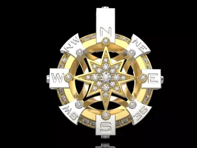 STYLISH MENS WIND ROSE PENDANT 3D print model