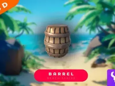 Cartoon Barrel Low-poly 3D model