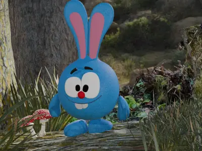 rabbit from the cartoon Smeshariki under the name Krosh Low-poly 3D model