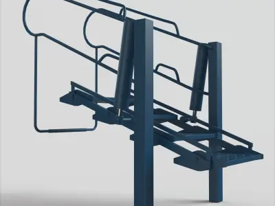 Stair ladder with two steps Low-poly 3D model