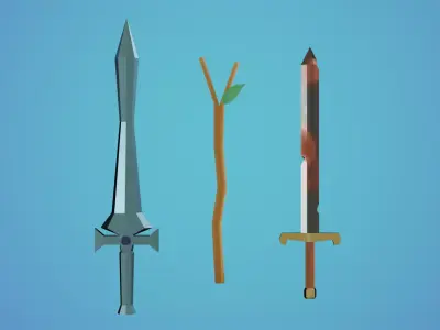 Low poly Weapon set for games and blender Free low-poly 3D model