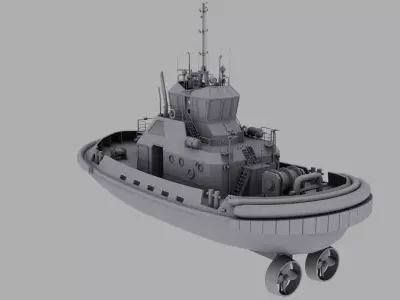 Tug Boat Low-poly 3D model